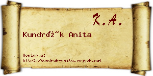 Kundrák Anita névjegykártya